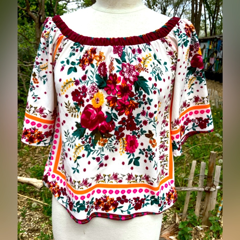Off Shoulder Floral Bohemian Top S Rue 21
